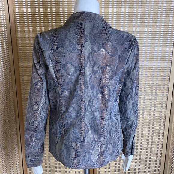 🔷Birch Hill Metallic Snakeskin Print Cropped Lightweight Jacket Size Small - Picture 5 of 8